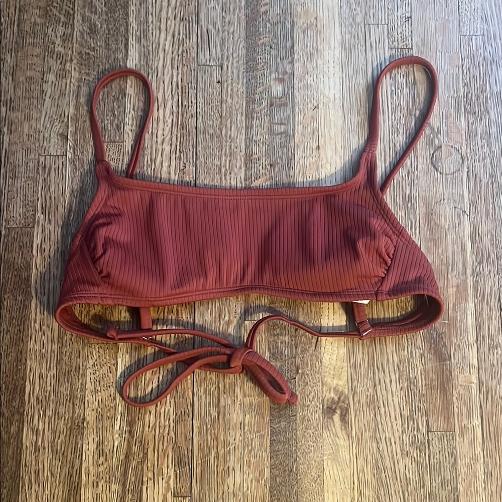Rust Colored Ribbed Bikini Top